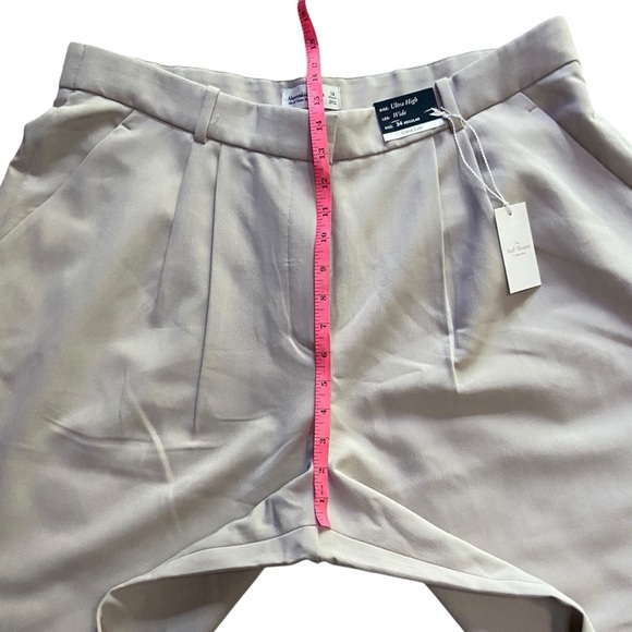 NWT Abercrombie A&F Sloane Tailored Wide Leg Pant Light Taupe 34 Curve Love - Picture 13 of 16